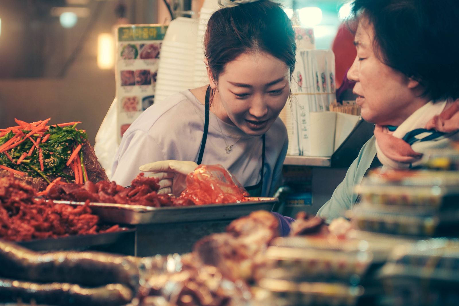 A working open kitchen in a humble local restaurant
